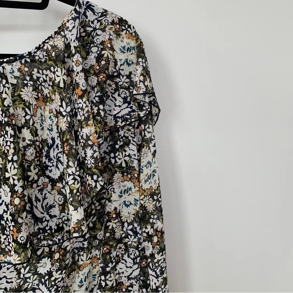 Intimately Free People‎ Floral Long Sleeve Ruffle Top Size XS